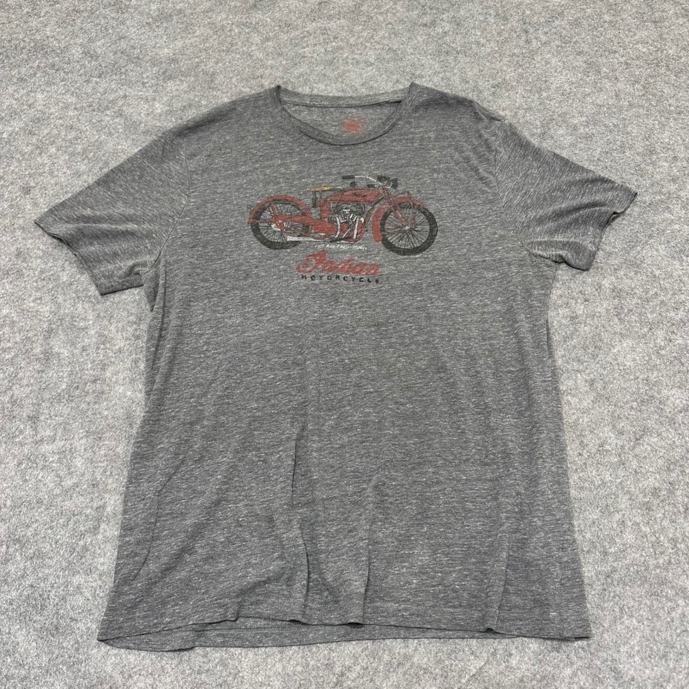 Lucky Brand Indian Motorcycle T Shirt Mens XL Gray Graphic Tee Cotton Blend